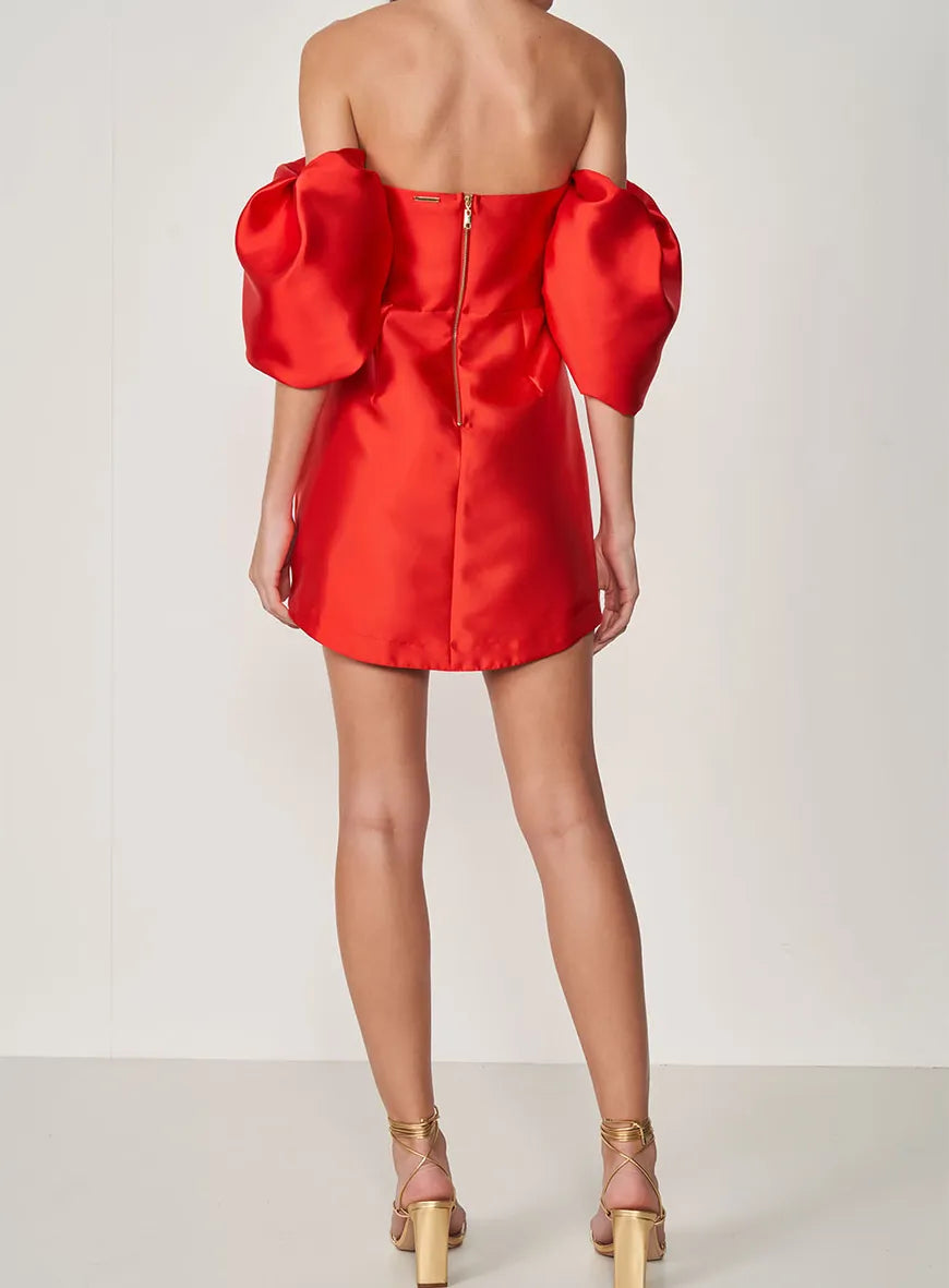 Vestido Curto Tomara Que Caia Com Manga Bufante