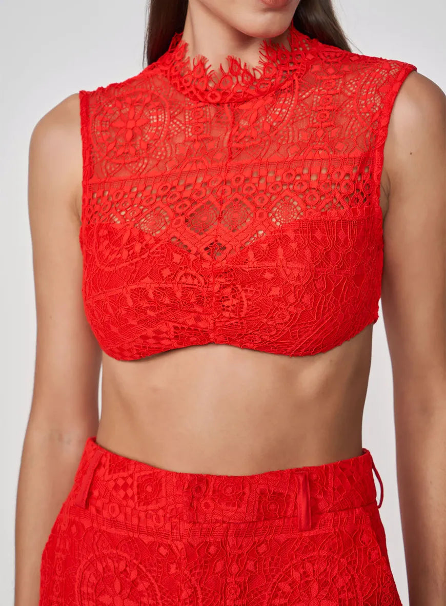 Cropped Renda Decote Alto