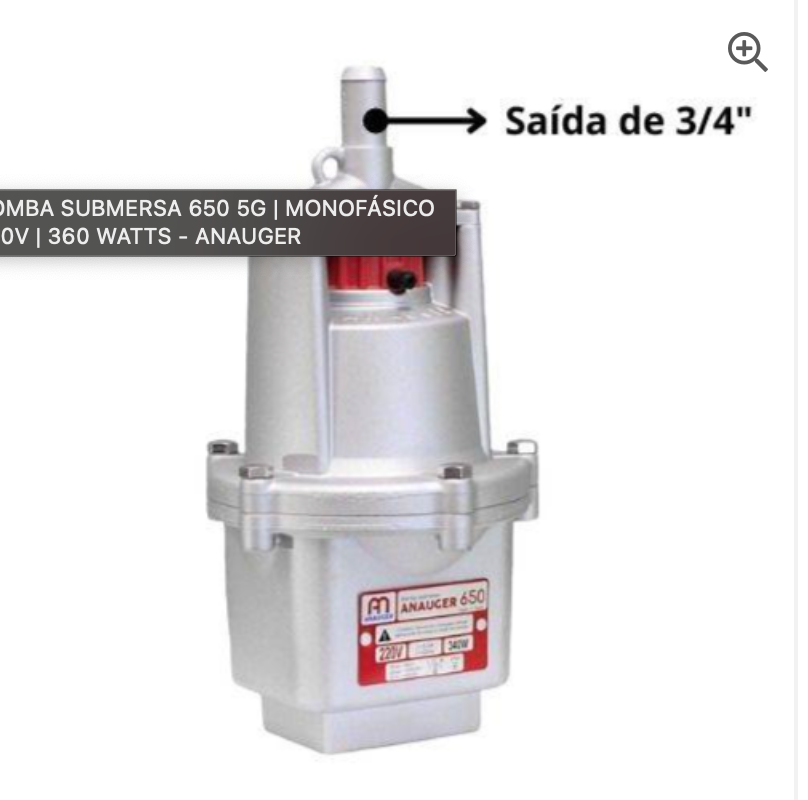 BOMBA SUBMERSA 650 5G | MONOFÁSICO 220V | 360 WATTS - ANAUGER