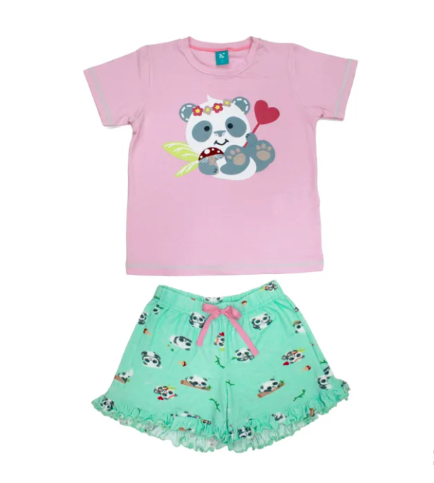 Marckids Pijama Manga Curta Mck-Pcf-Pd Rosa E Verde