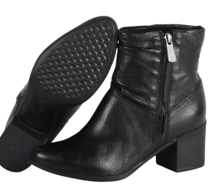 BOTA FEMININA BOTTERO CANO CURTO COURO LEGÍTIMO PRETO REF: 346907/0002