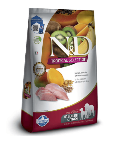 Ração Seca N&D Tropical Selection Canine Adt Md/Mx Fgo 10,1 Kg