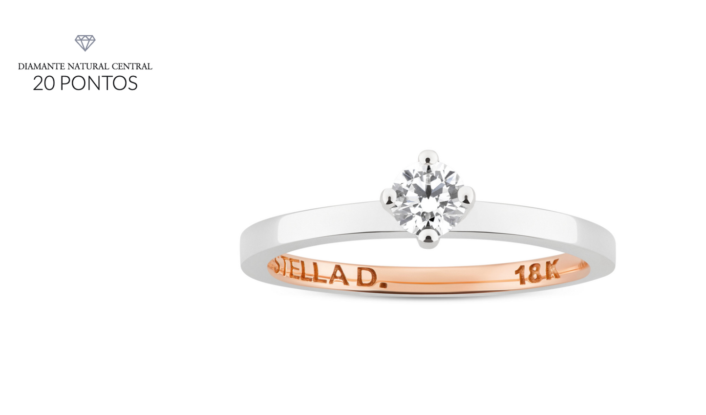 ANEL DE NOIVADO OURO BRANCO E DIAMANTE NATURAL DE 20 PONTOS – ANEL SOLITÁRIO FOREVER 01 20