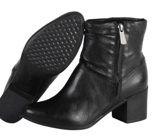 BOTA FEMININA BOTTERO CANO CURTO COURO LEGÍTIMO PRETO REF: 346907/0002